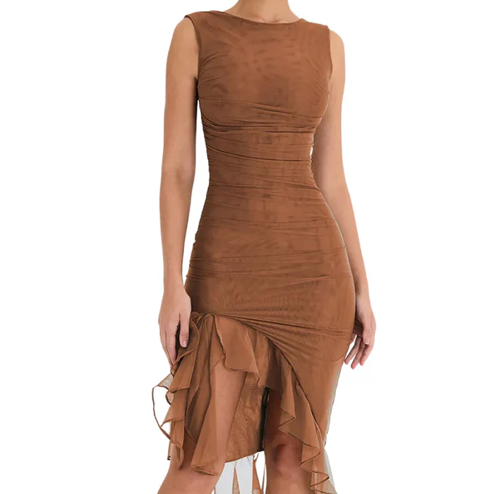 MIA RUFFLE MIDI DRESS